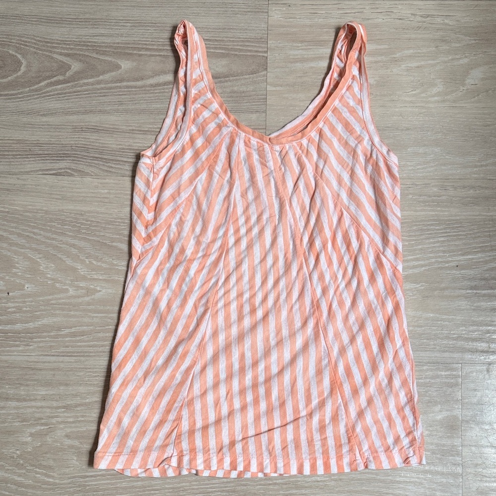 J. Crew Peach and White Striped Tank Top